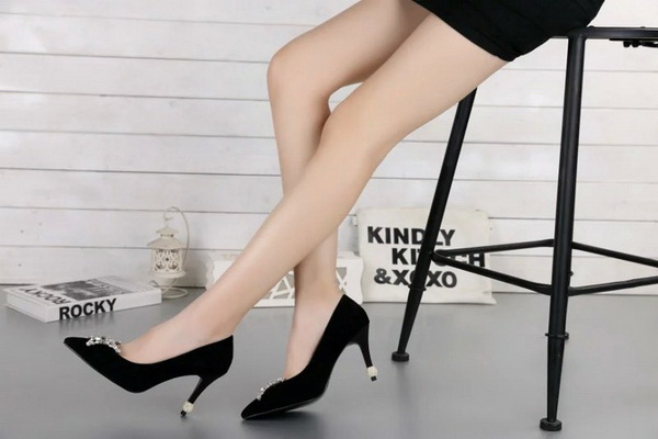 RV Shallow mouth kitten heel Shoes Women--004